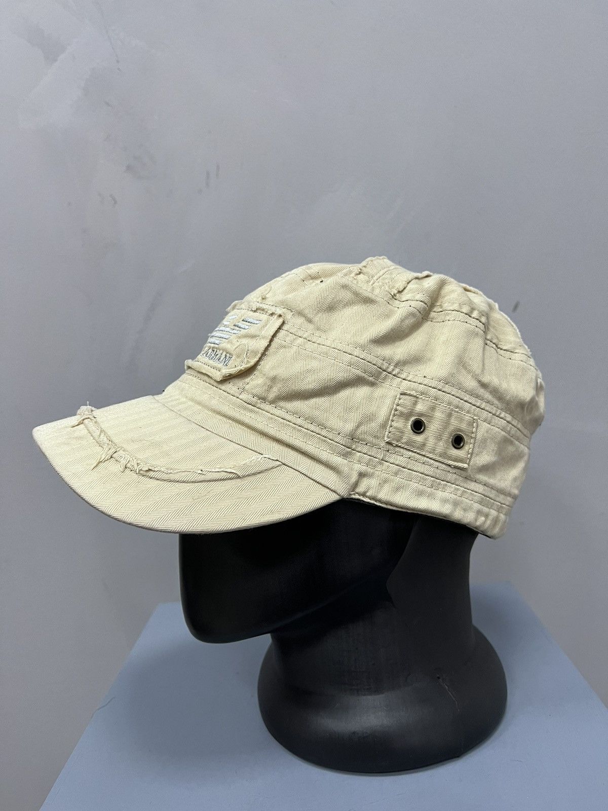 Emporio Armani × Le Grande Bleu (L.G.B.) SALE💣💣 Distressed Y2K Cadet Hat Avante Garde Size ONE SIZE - 3 Thumbnail
