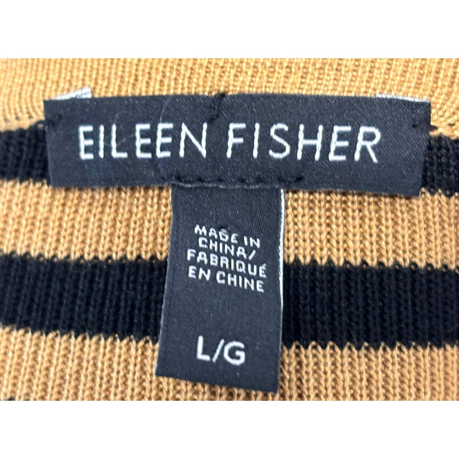 Eileen Fisher VINTAGE Eileen Fisher Knit Sweater Shirt Women’s Large Striped Silk Blend Black Brown Classic Lagenlook Size L / US 10 / IT 46 - 6 Thumbnail