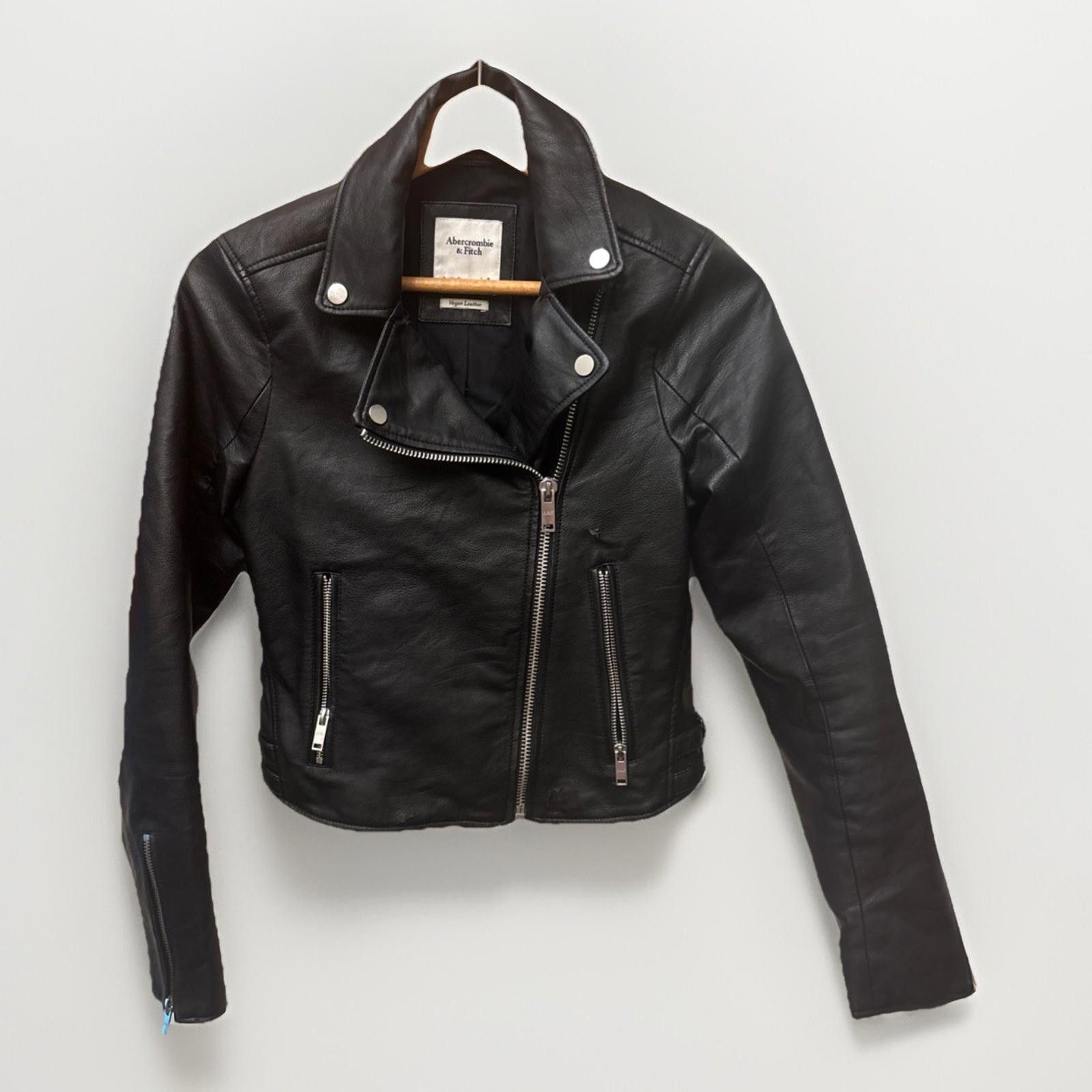 Abercrombie & Fitch Abercrombie & Fitch Womens Size S Black Vegan Leather Jacket Size S / US 4 / IT 40 - 1 Thumbnail