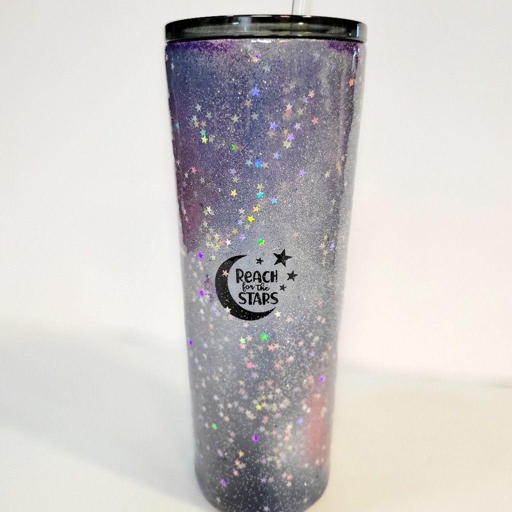 Handmade Nebula Starry Sky Reach For the Stars Glitter 30 Oz Tumbler Size ONE SIZE - 2 Thumbnail