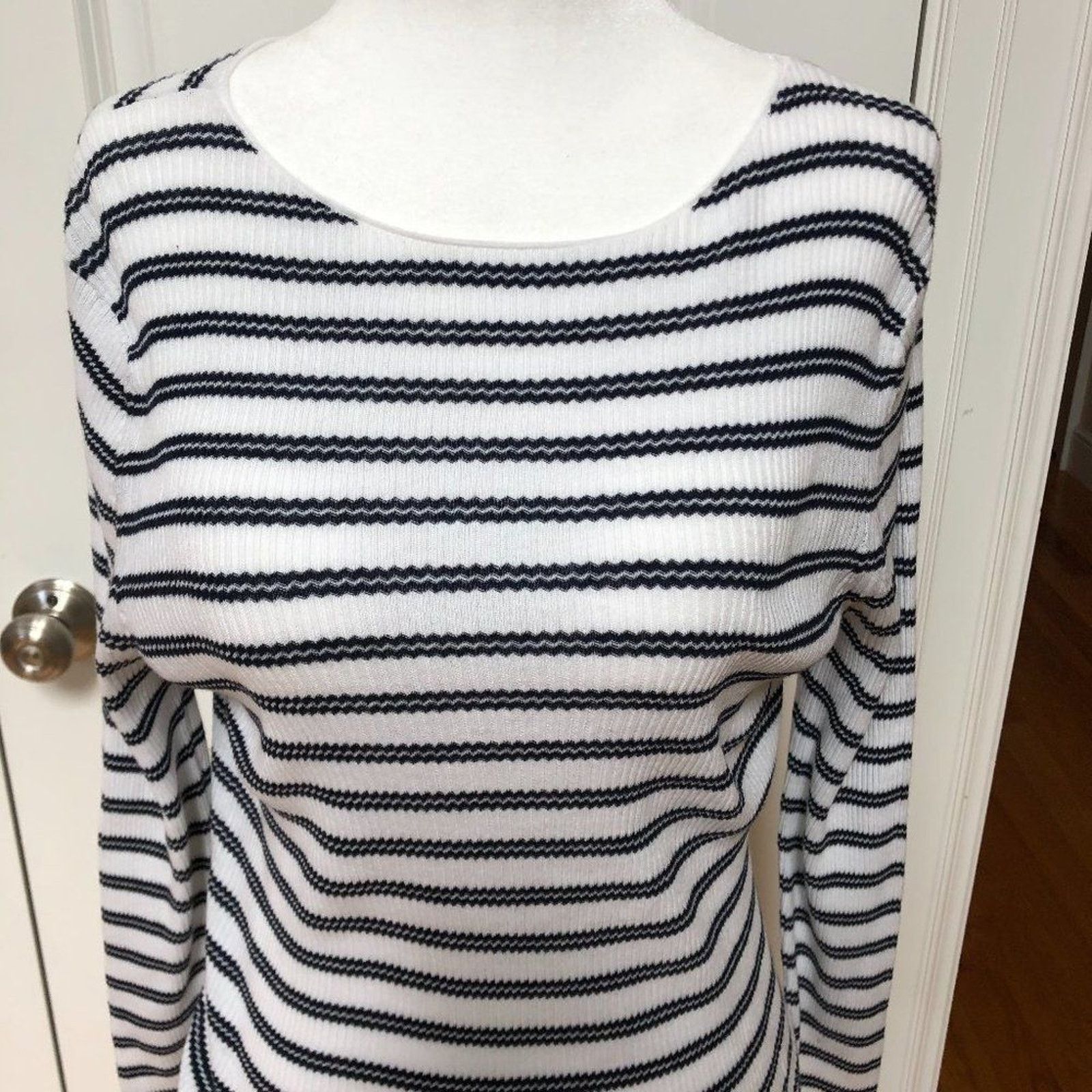 Vince Stripe Ribbed Boatneck Cotton Sweater from Vince Size XS / US 0-2 / IT 36-38 - 2 Thumbnail