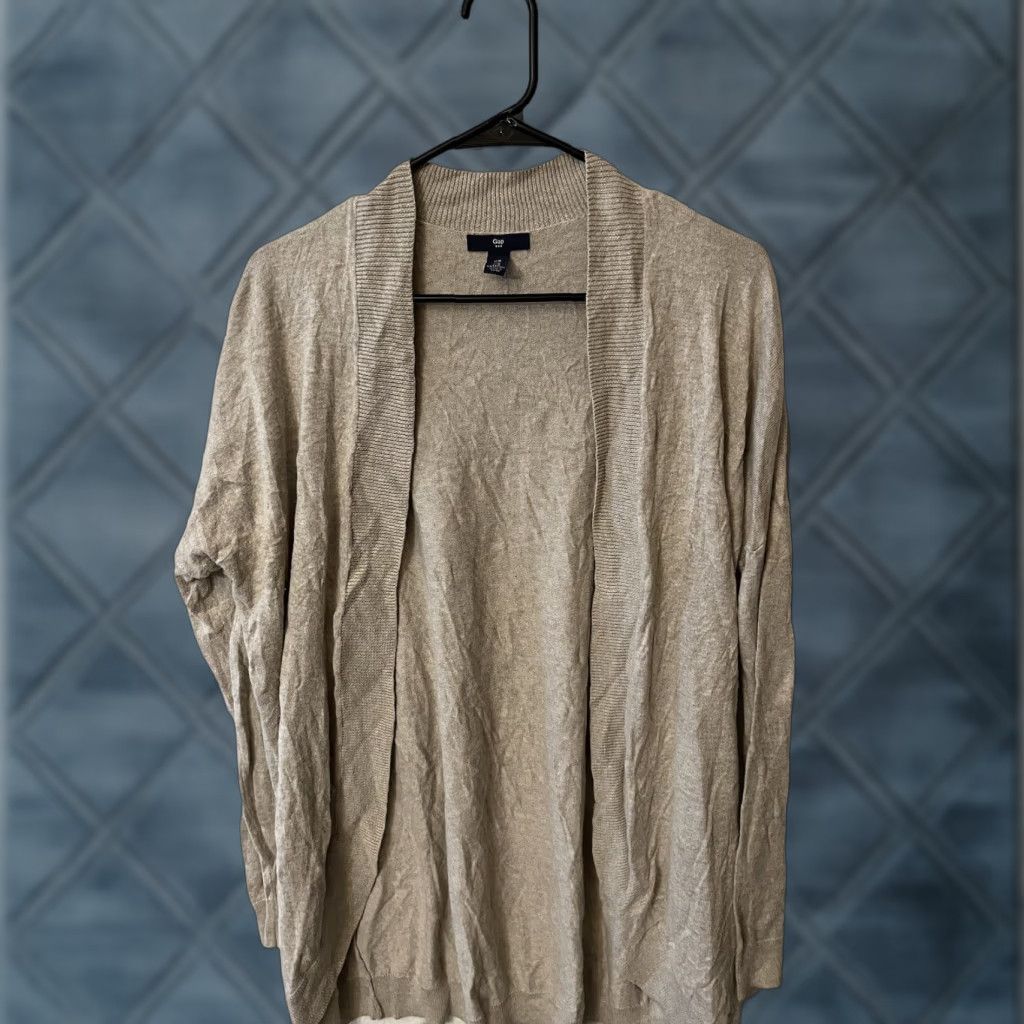 Gap Gap Cardigan Open Front Short Sleeve Women's Medium Brown Beige Solid Knit Vest? Size M / US 6-8 / IT 42-44 - 1 Thumbnail
