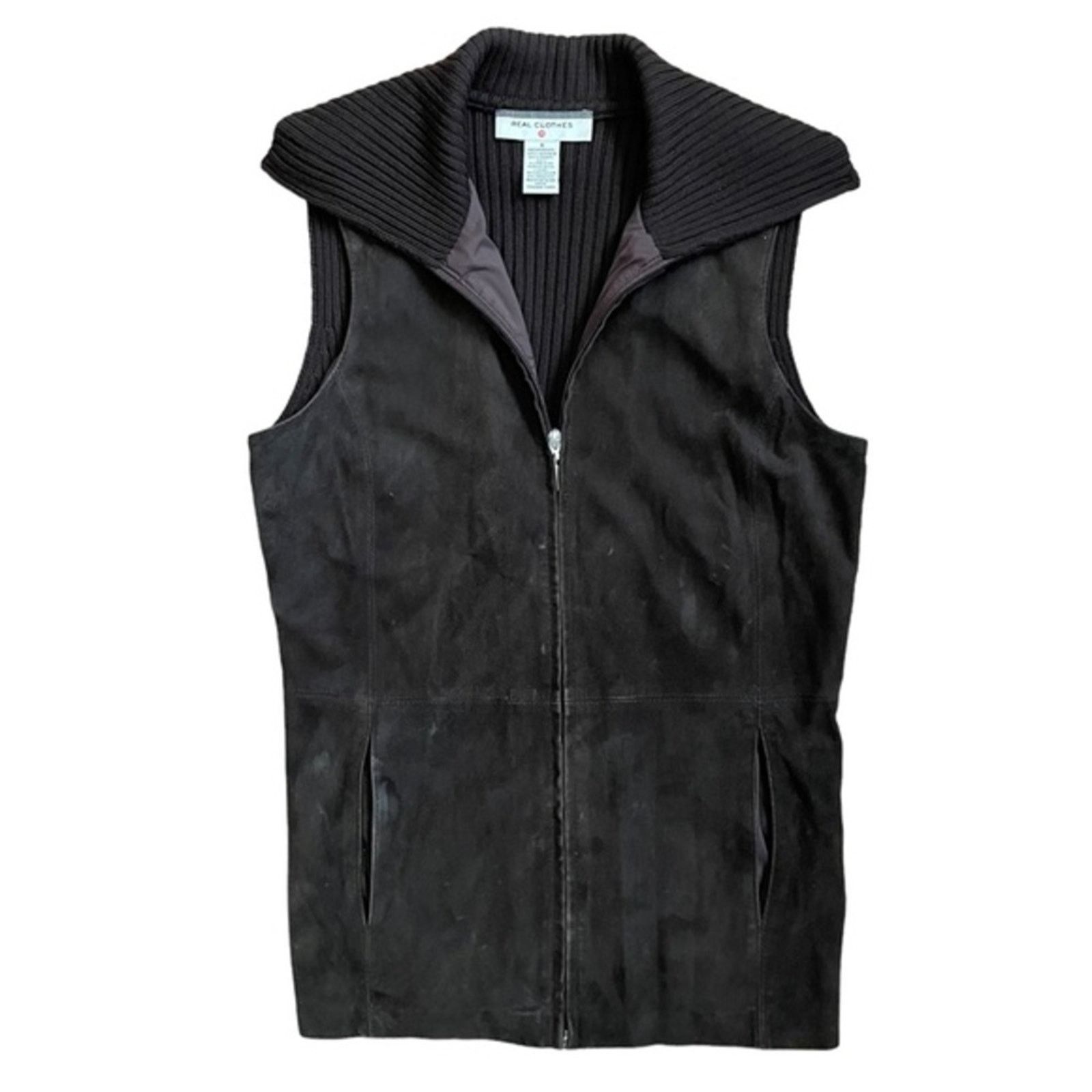 Saks Fifth Avenue × Vintage Saks Fifth Avenue Brown Suede Merino Wool Sweater Vest Size S / US 4 / IT 40 - 11 Thumbnail