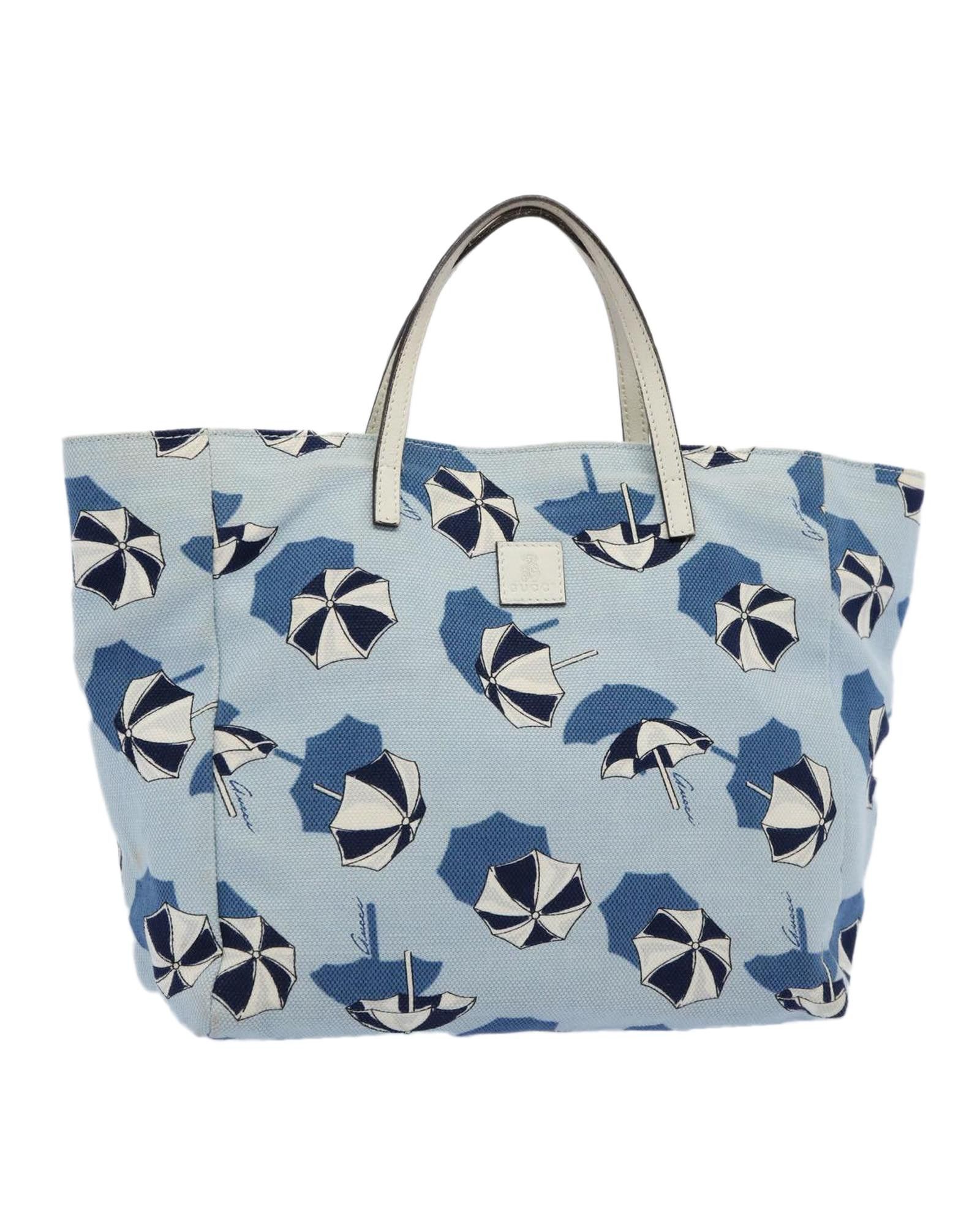image of Gucci Blue Canvas Hand Bag With Sophisticated Charm, Women's