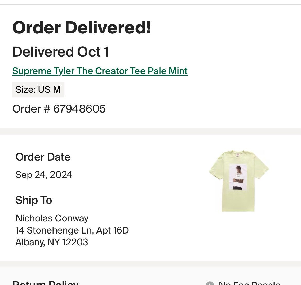 Supreme Tyler The Creator Supreme picture tee shirt pale mint medium Size US M / EU 48-50 / 2 - 6 Thumbnail