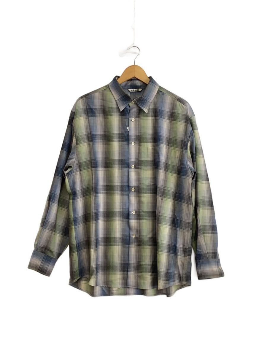 Auralee Green Super Light Wool Check Shirt 25aw Size US XL / EU 56 / 4 - 2 Thumbnail