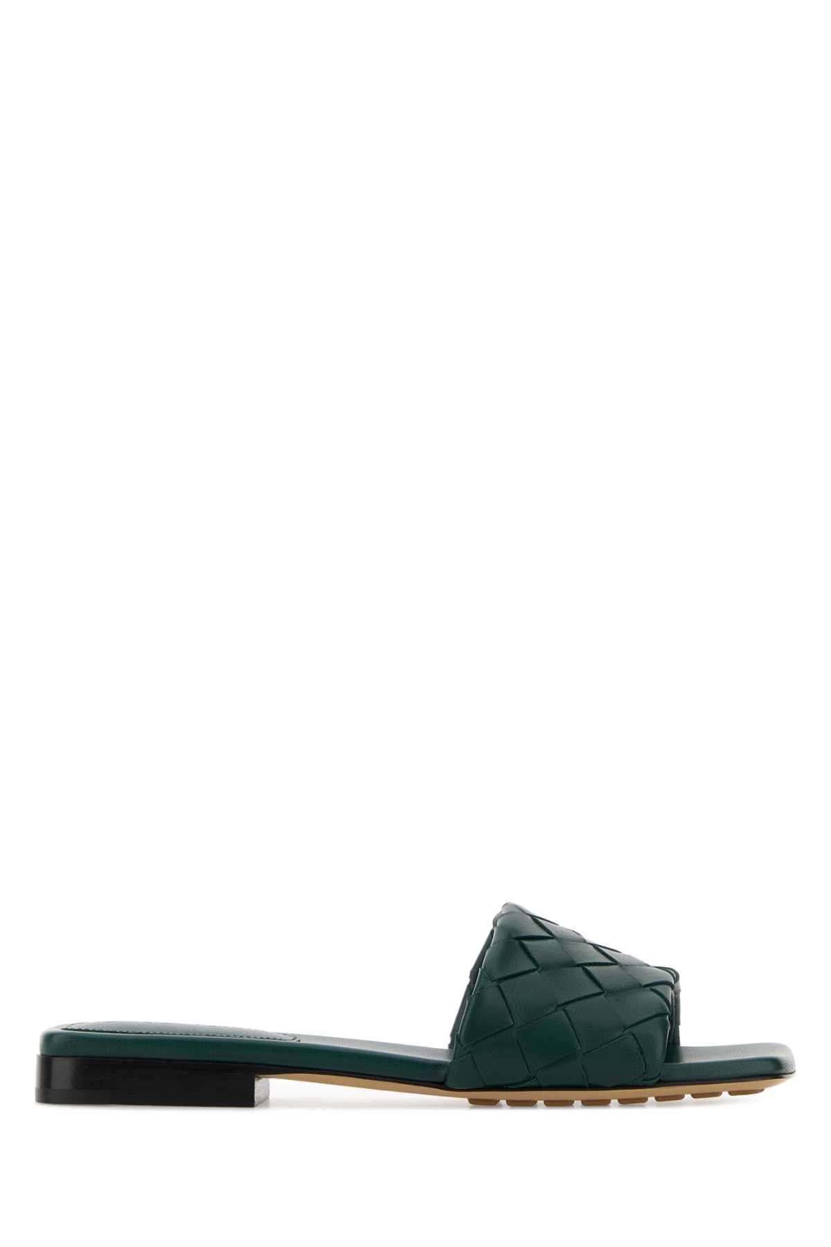 Bottega Veneta Bottle Green Leather Parco Slippers Size US 6 / IT 36 - 1 Thumbnail