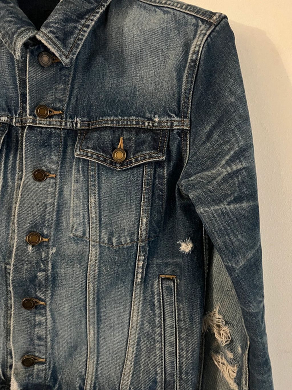 Saint Laurent Paris Distressed Denim Jacket Size US XS / EU 42 / 0 - 8 Thumbnail