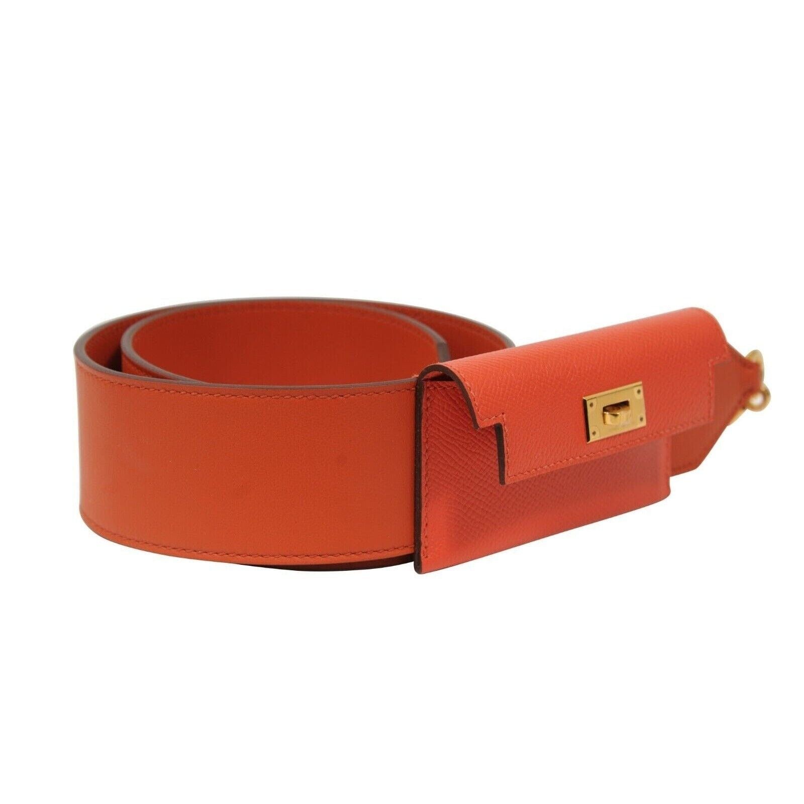 Hermes Kelly Pocket Bag Strap Swift Epsom Terre Battue Capucine Red Size ONE SIZE - 4 Thumbnail