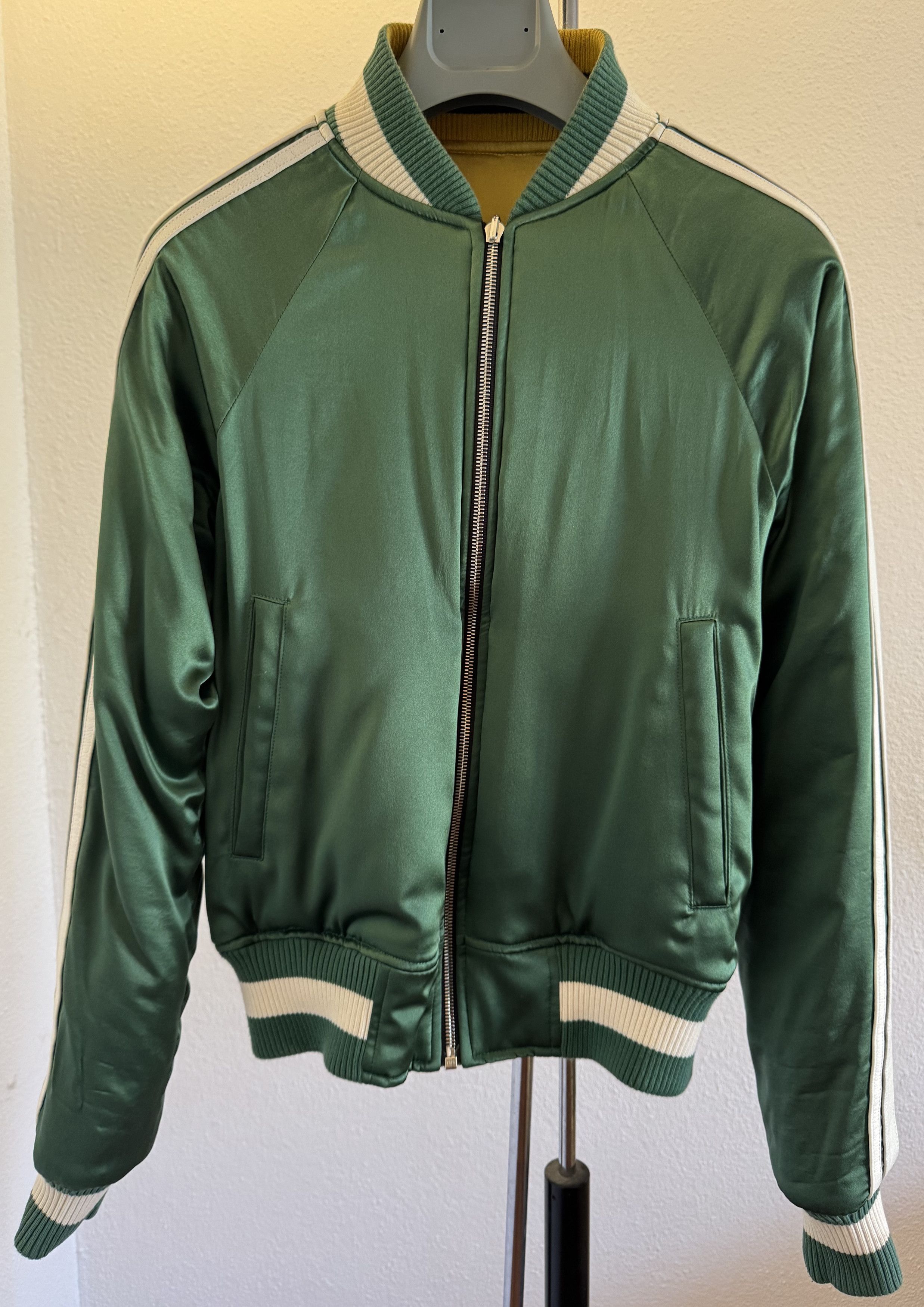 Amiri Amiri Reversible Silk Bomber Jacket Gold/Green Size US XS / EU 42 / 0 - 5 Thumbnail