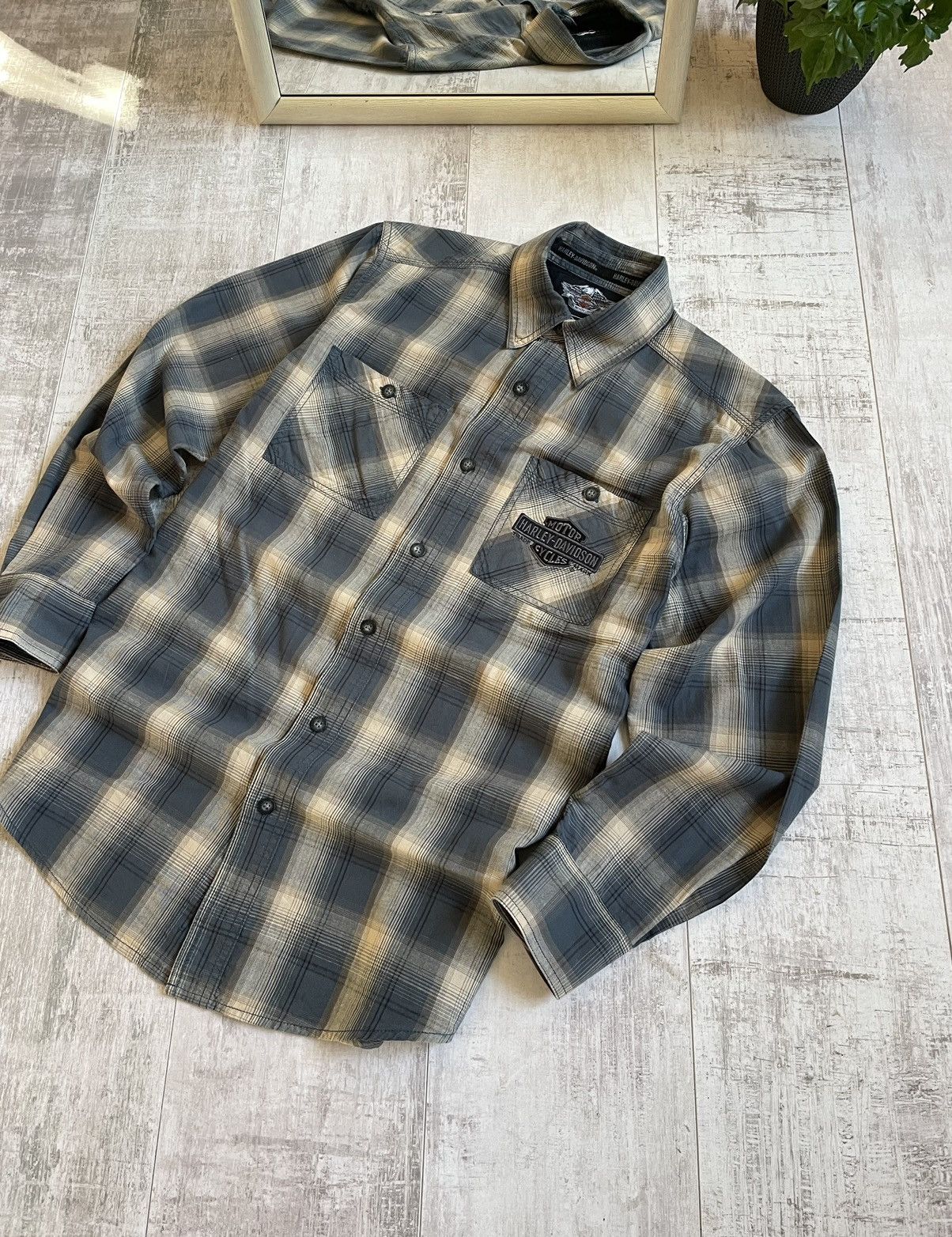 Harley Davidson × Japanese Brand Vintage Harley Davidson Flannel Shirt Button Up Size US S / EU 44-46 / 1 - 7 Thumbnail