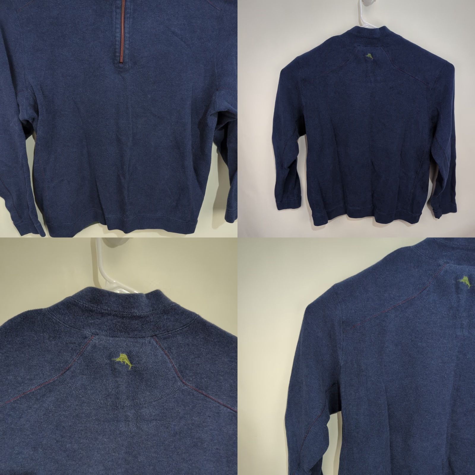Tommy Bahama Tommy Bahama Reversible Sweater Mens XL 1/4 Zip Pullover Blue Green Embroidered Swordfish Logo Size US XL / EU 56 / 4 - 8 Thumbnail