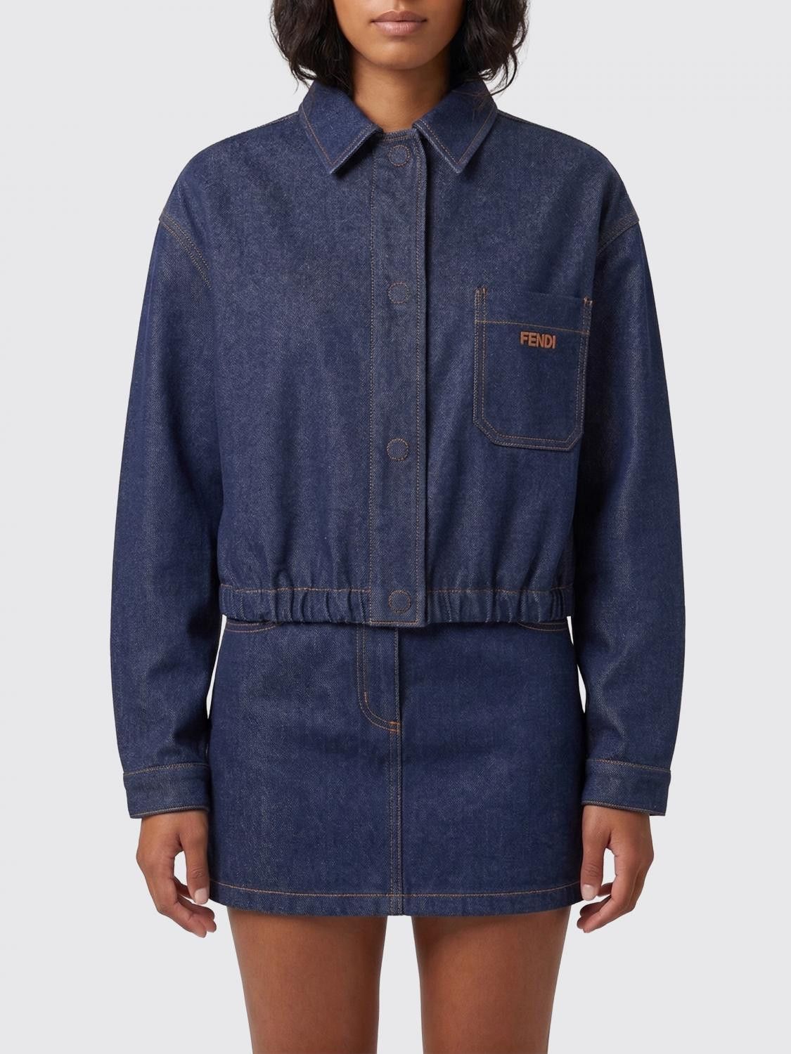Fendi Fendi Jacket Woman Blue Size L / US 10 / IT 46 - 1 Thumbnail