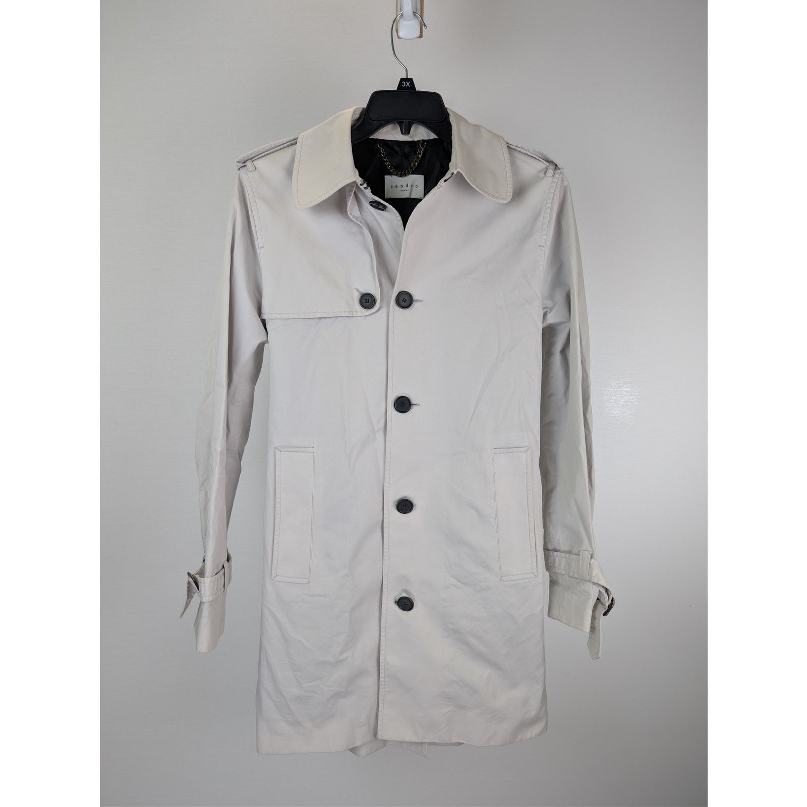 Sandro o1rshd1 CC20 short trench coat in a light beige Size US M / EU 48-50 / 2 - 7 Thumbnail