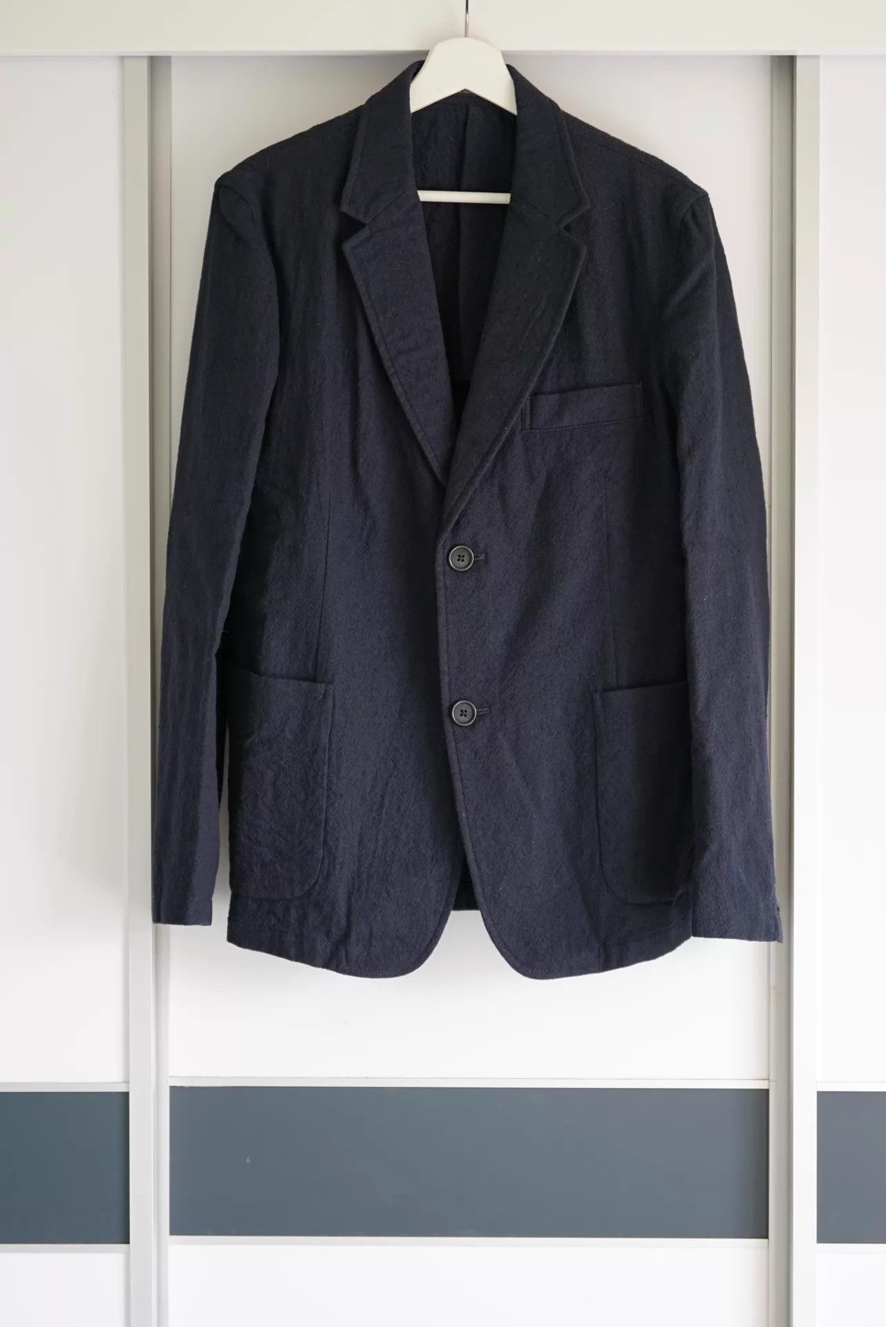 Yohji Yamamoto Yohji Yamamoto 14AW Mens Felted Wool Navy Blazer Size US M / EU 48-50 / 2 - 1 Thumbnail