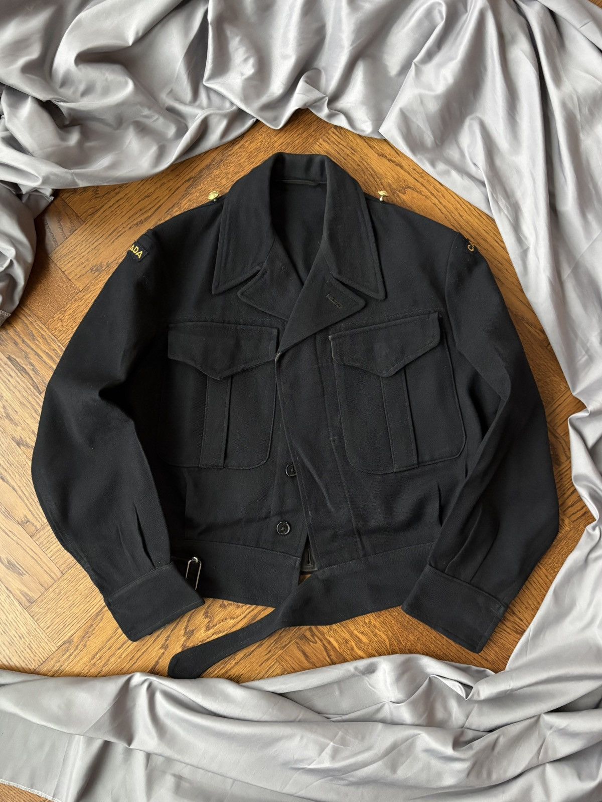 Vintage 1950s Battledress Jacket WW2 Cropped Military Wool Flight US Size US S / EU 44-46 / 1 - 1 Thumbnail