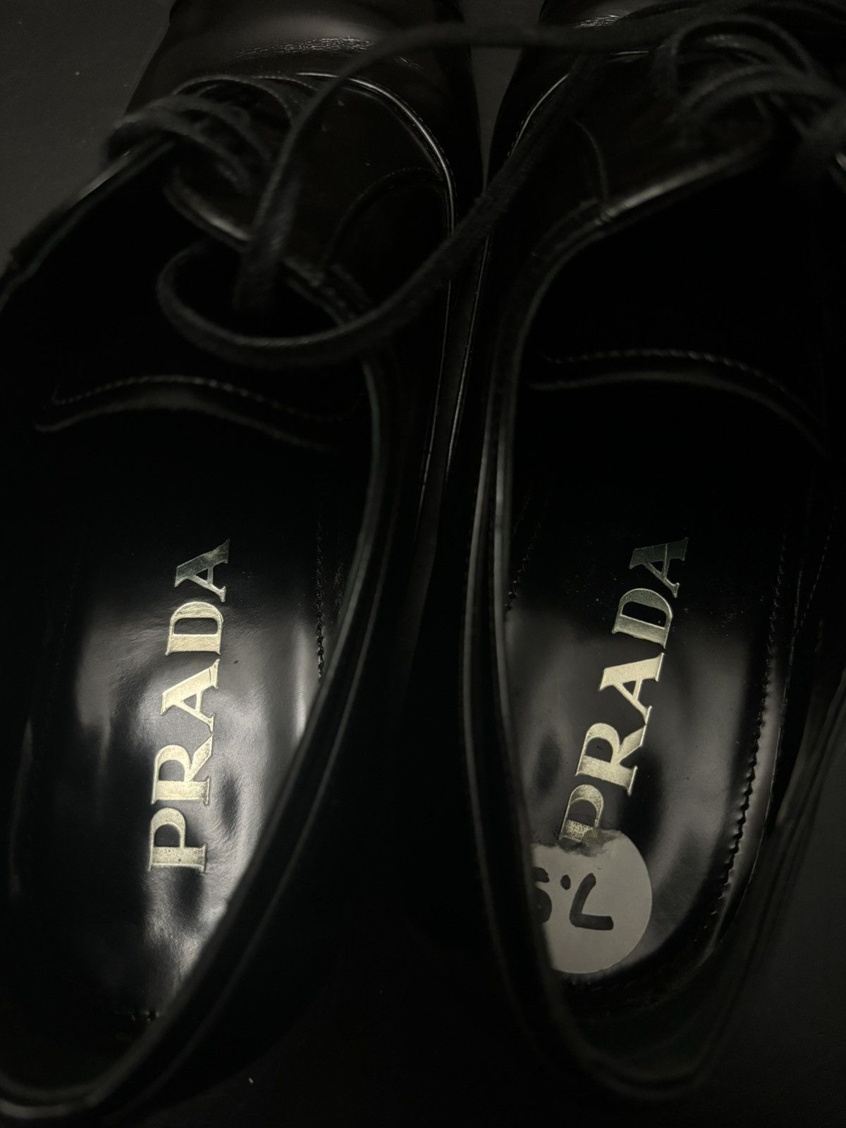 Prada Prada Heeled Derby Leather Loafer Black Size US 7.5 / IT 37.5 - 8 Thumbnail