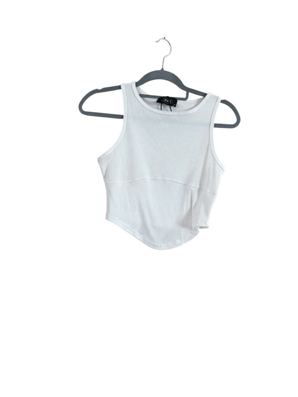 Cider Women's Cider White Ribbed Asymmetrical Hem Tank Top M Size M / US 6-8 / IT 42-44 - 7 Thumbnail