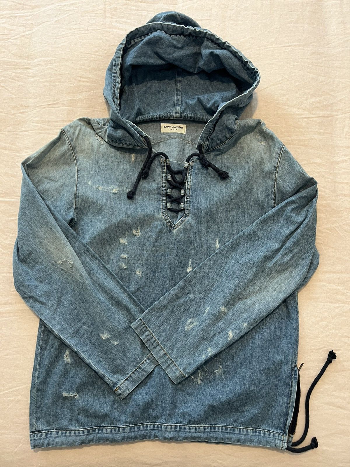 Saint laurent distressed hoodie on sale