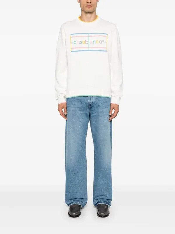 Casablanca o1mle0326 Embroidered Sweater in Multicolor Size US M / EU 48-50 / 2 - 2 Thumbnail