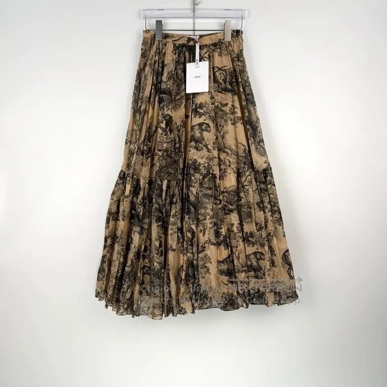 Dior Dior Brown jungle animal pleated long skirt Size 24" / US 00 / IT 34 - 3 Thumbnail