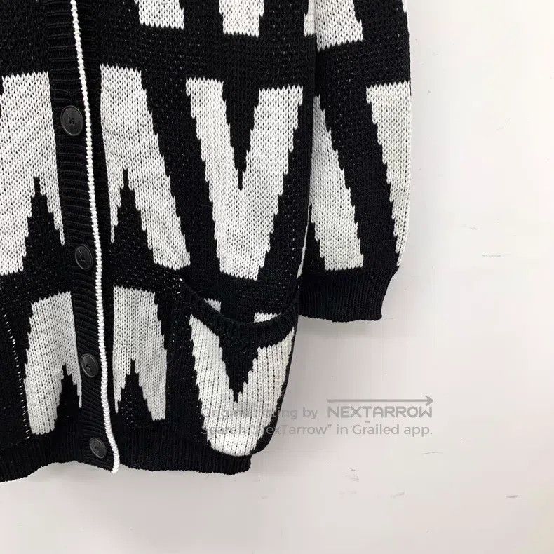 Valentino Valentino Black letter intarsia cotton knitted cardigan Size M / US 6-8 / IT 42-44 - 4 Thumbnail
