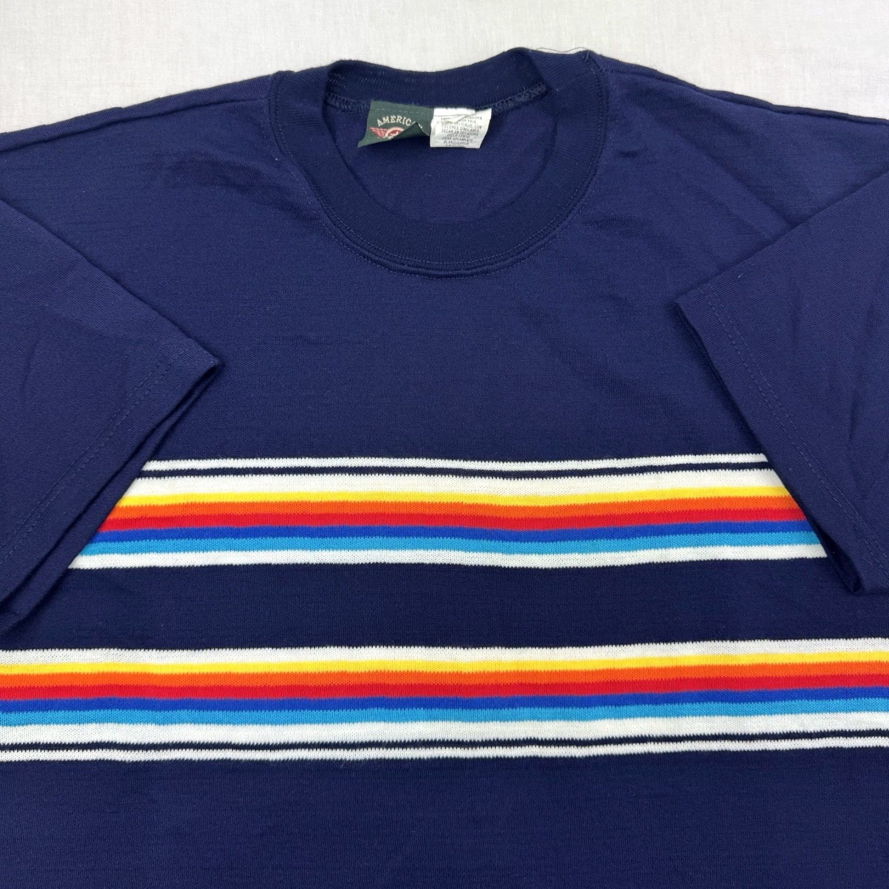 Vintage VINTAGE American Outpost T Shirt Adult M Striped Blue 1980s Preppy Classic Mens Shirt Size US M / EU 48-50 / 2 - 2 Thumbnail