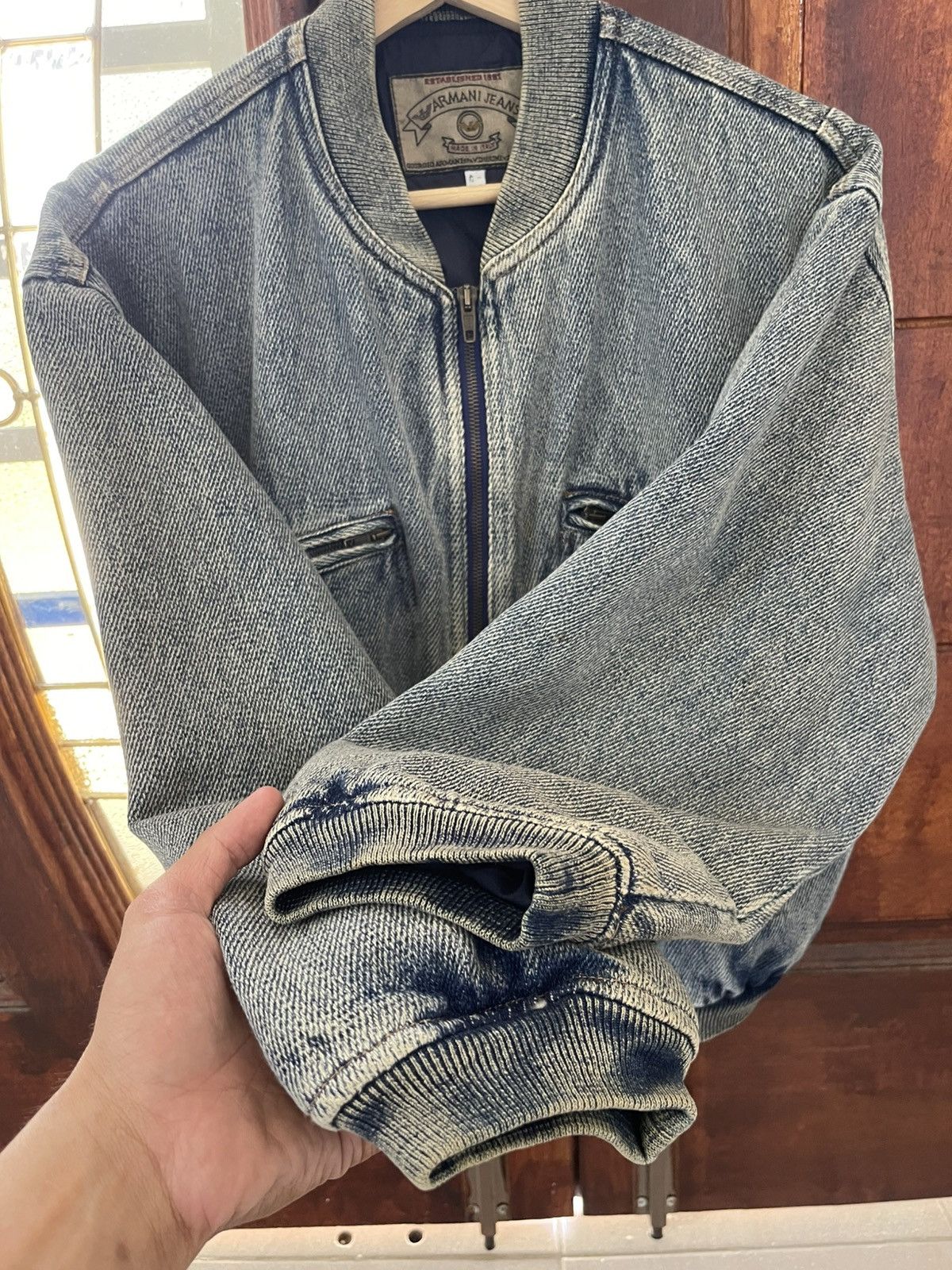 Giorgio Armani Vintage Armani Jeans Denim Bomber Jacket Size US M / EU 48-50 / 2 - 14 Thumbnail