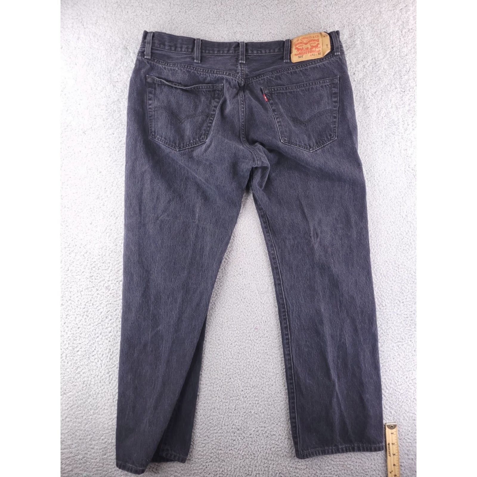 Levi's Levi's Jeans Mens 38x31 Black Denim 501 Button Fly Straight Regular Waist 38 Inseam 31 Size US 38 / EU 54 - 2 Thumbnail