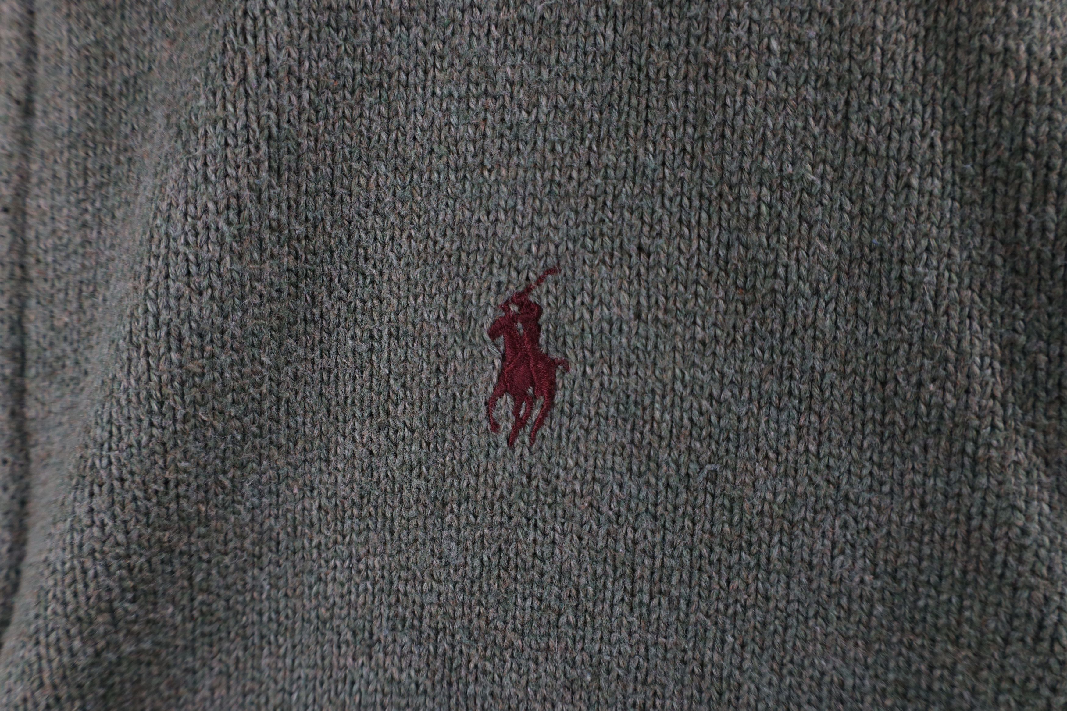 Ralph Lauren × Vintage Vintage Ralph Lauren Knit Half Zip Pullover Sweater Green Size US L / EU 52-54 / 3 - 4 Thumbnail