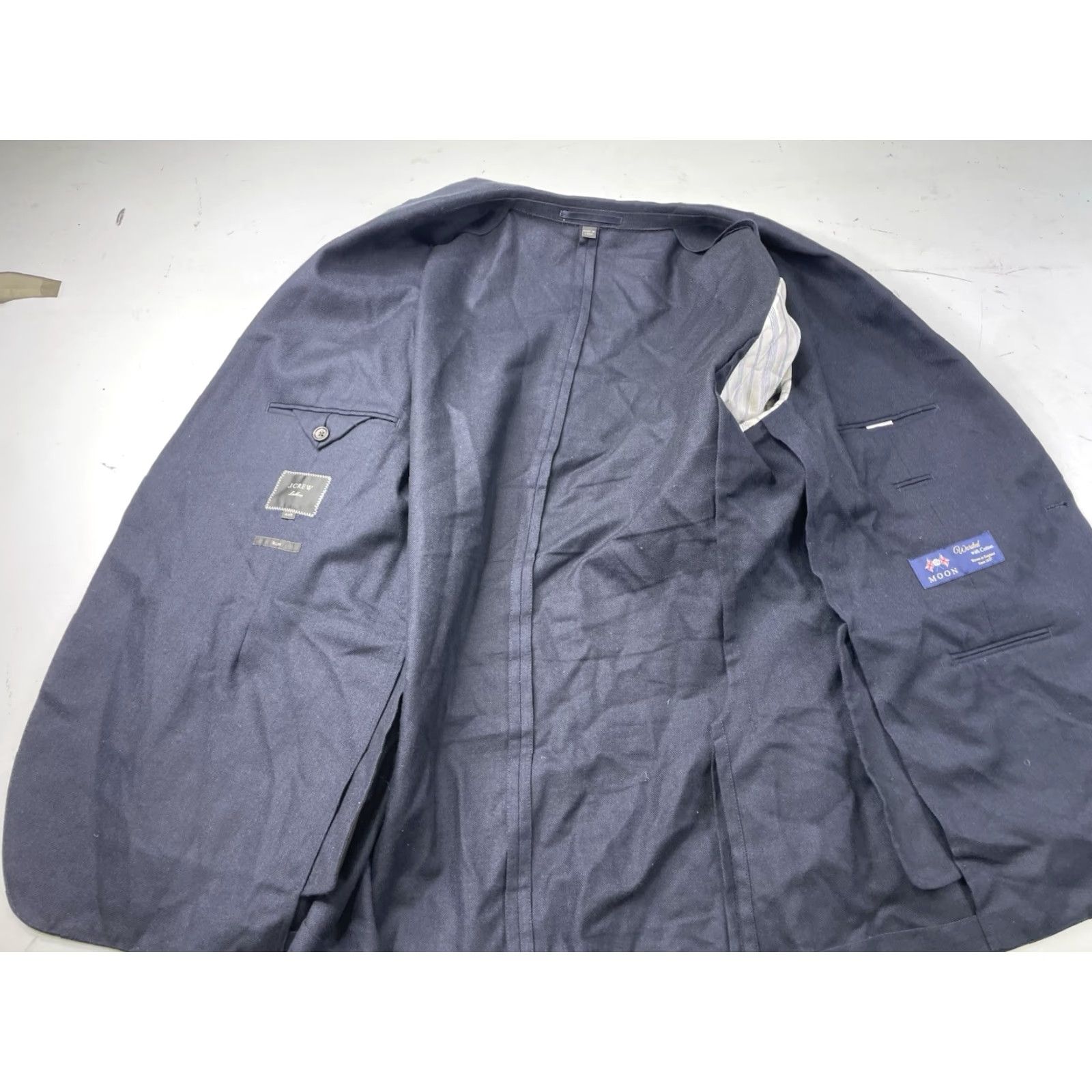 J.Crew J.CREW Moon Slim Suit Jacket Blazer Navy 44R Two-Button Notch Lapel Cotton Wool Blend Men Regular Lining Wool Dress Coat Size 44R - 2 Thumbnail