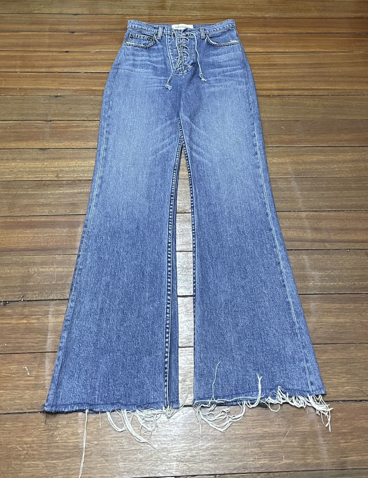 14th Addiction × If Six Was Nine × Japanese Brand Rare Vintage Japanese Brand Reformation Flared Jeans 2000s Size US 27 - 1 Thumbnail