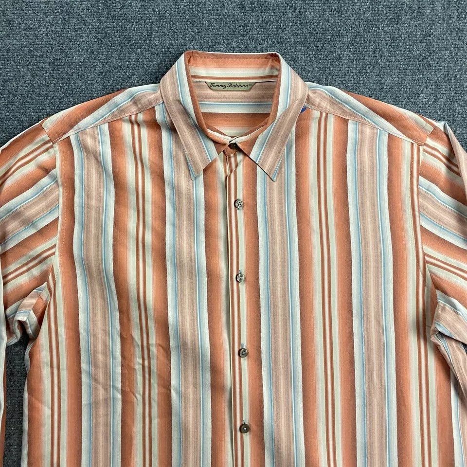 Tommy Bahama Tommy Bahama Silk Shirt Men's Large Striped Multicolor L Size US L / EU 52-54 / 3 - 2 Thumbnail