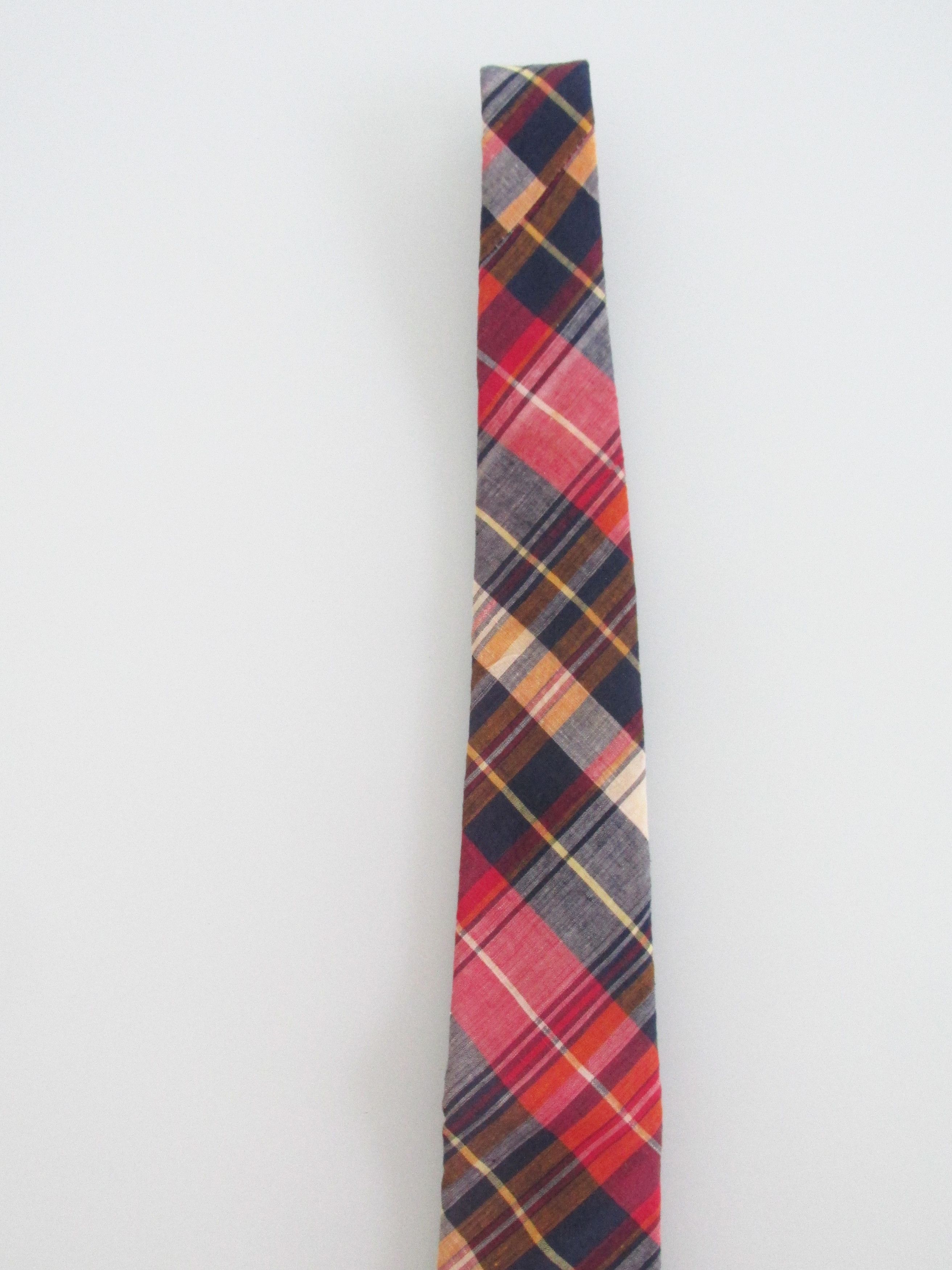Vintage Kings Lynn Vintage Men's Cotton Madras Plaid Tie Size ONE SIZE - 3 Thumbnail
