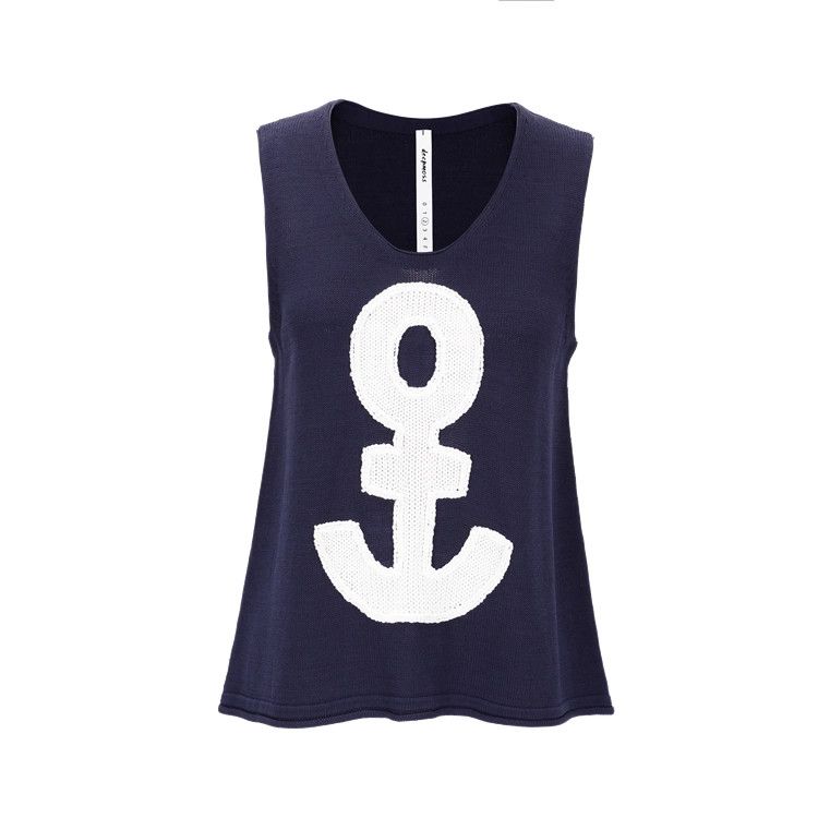 Japanese Brand Deepmoss Navy Knit Vest Size One Size S / US 4 / IT 40 - 1 Thumbnail