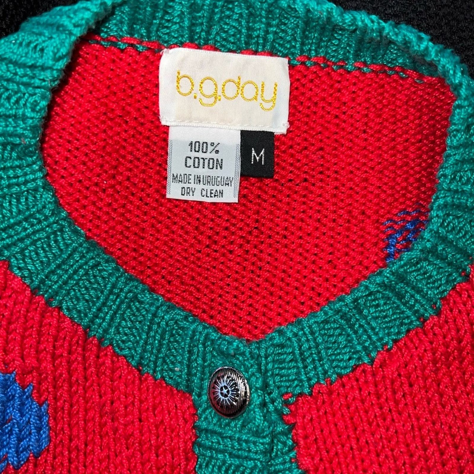 Vintage Fabulous Vintage 1980s B.G. Day Cotton Novelty Sweater! Size M / US 6-8 / IT 42-44 - 8 Thumbnail