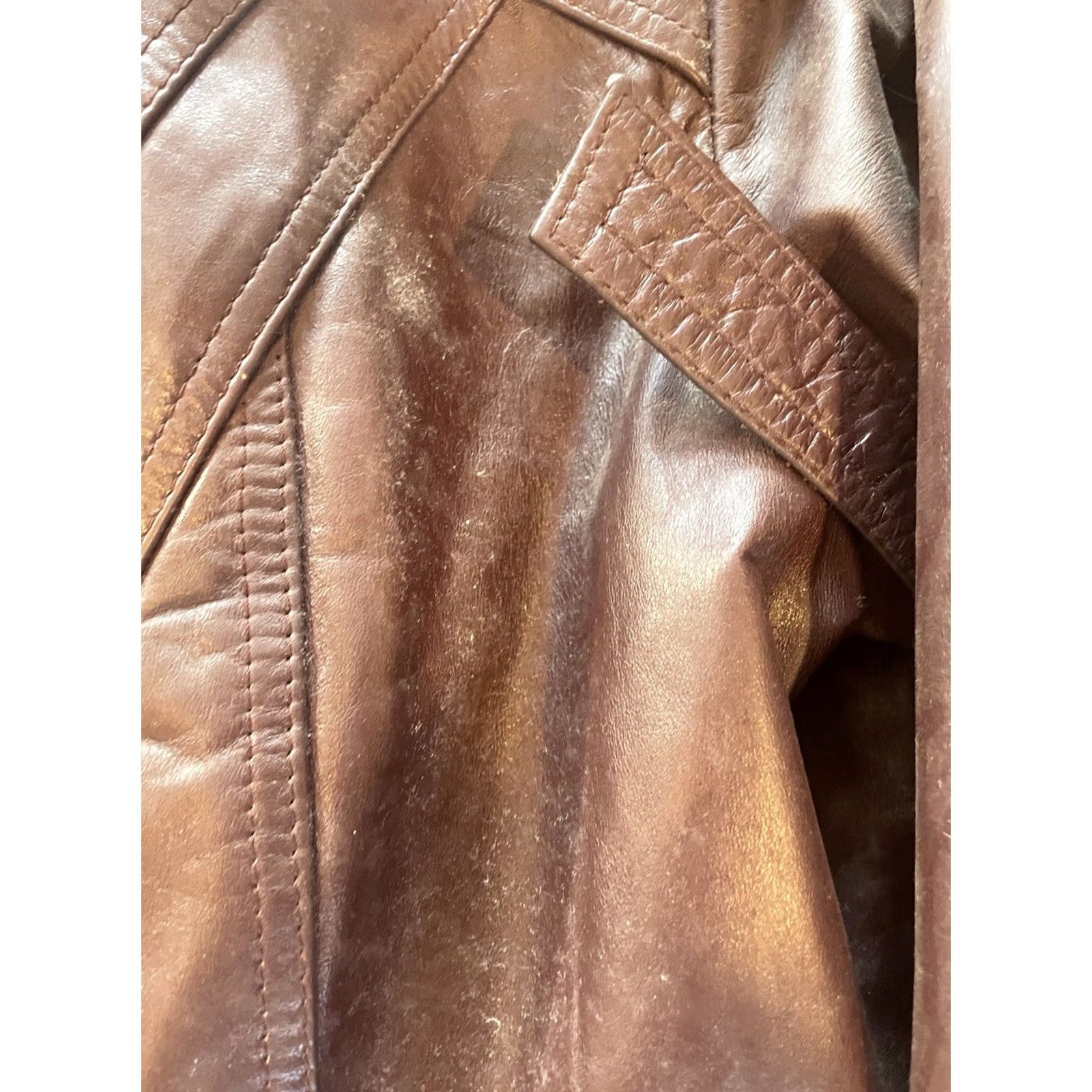 Vintage VINTAGE Avant Garde Jacket Women’s S/M Deep Brown/Maroon Faux Leather 90s Size S / US 4 / IT 40 - 5 Thumbnail