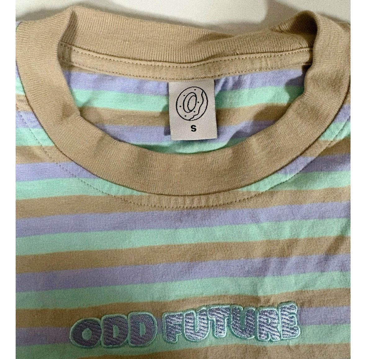 Odd Future Teal Tan ‘Odd Future’ Striped Band Tee T-Shirt Top Size S 🩵✨ Size US S / EU 44-46 / 1 - 3 Thumbnail