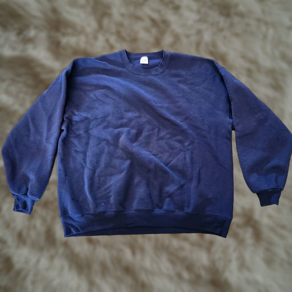 Jerzees VINTAGE Jerzees Sweatshirt Mens 2XL Navy Crewneck Pullover Made In USA Sweatshirt Regular Long Sleeve Crew Neck Cotton Sweatshirt All Seasons 90s Mens Size US XXL / EU 58 / 5 - 1 Thumbnail