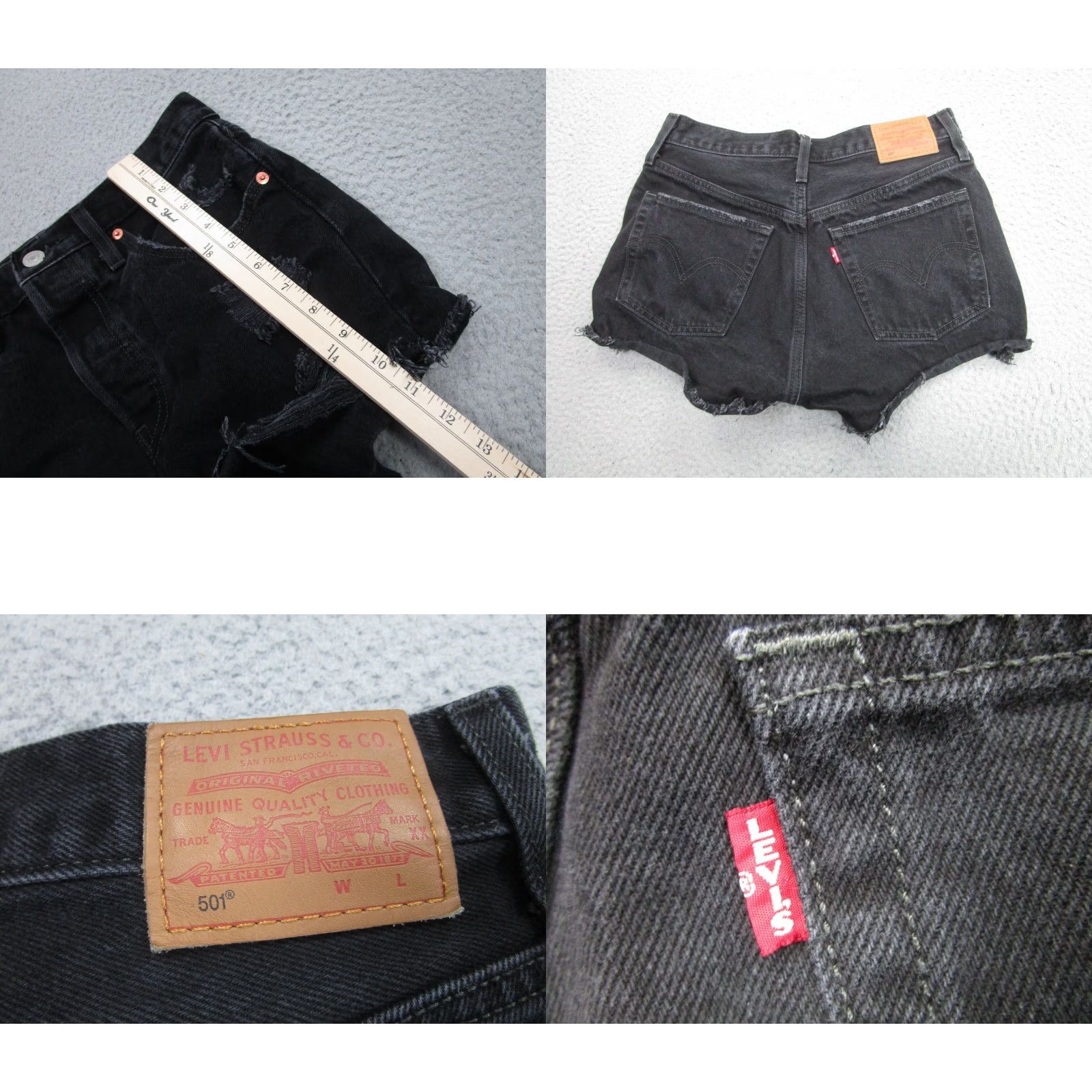 Levi's Levi's 501 Shorts Womens 27 Black Cut-Off Button Fly Summer Booty Boho Big E Size 27" / US 4 / IT 40 - 8 Thumbnail