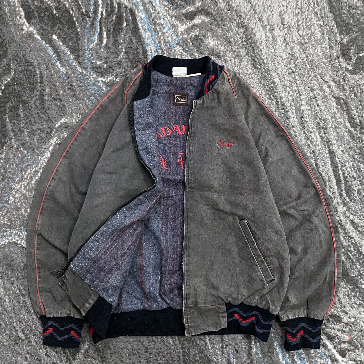 image of Archival Clothing x Vintage Walls Usa Alvarado Ffa Blanket Workwear Jacket in Black (Size Large)