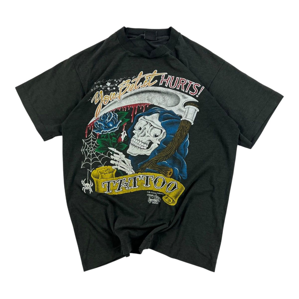 Vintage D CROWE TATTO 1990 T-SHIRT JERSEY VINTAGE SCREEN STARS 90S Size US L / EU 52-54 / 3 - 1 Thumbnail