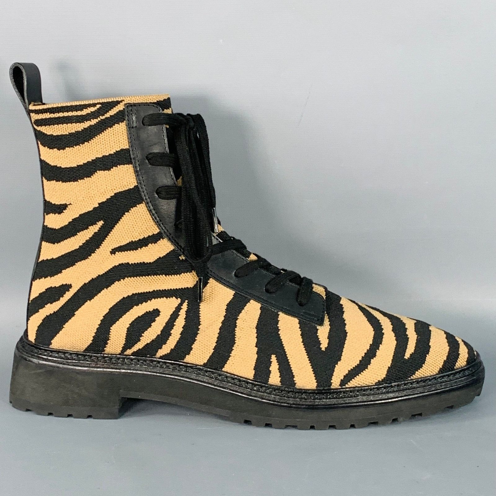 Loeffler Randall LOEFFLER RANDALL Black Brown Tiger Knit Lace Up Ankle Boots Size US 12 / IT 42 - 2 Thumbnail