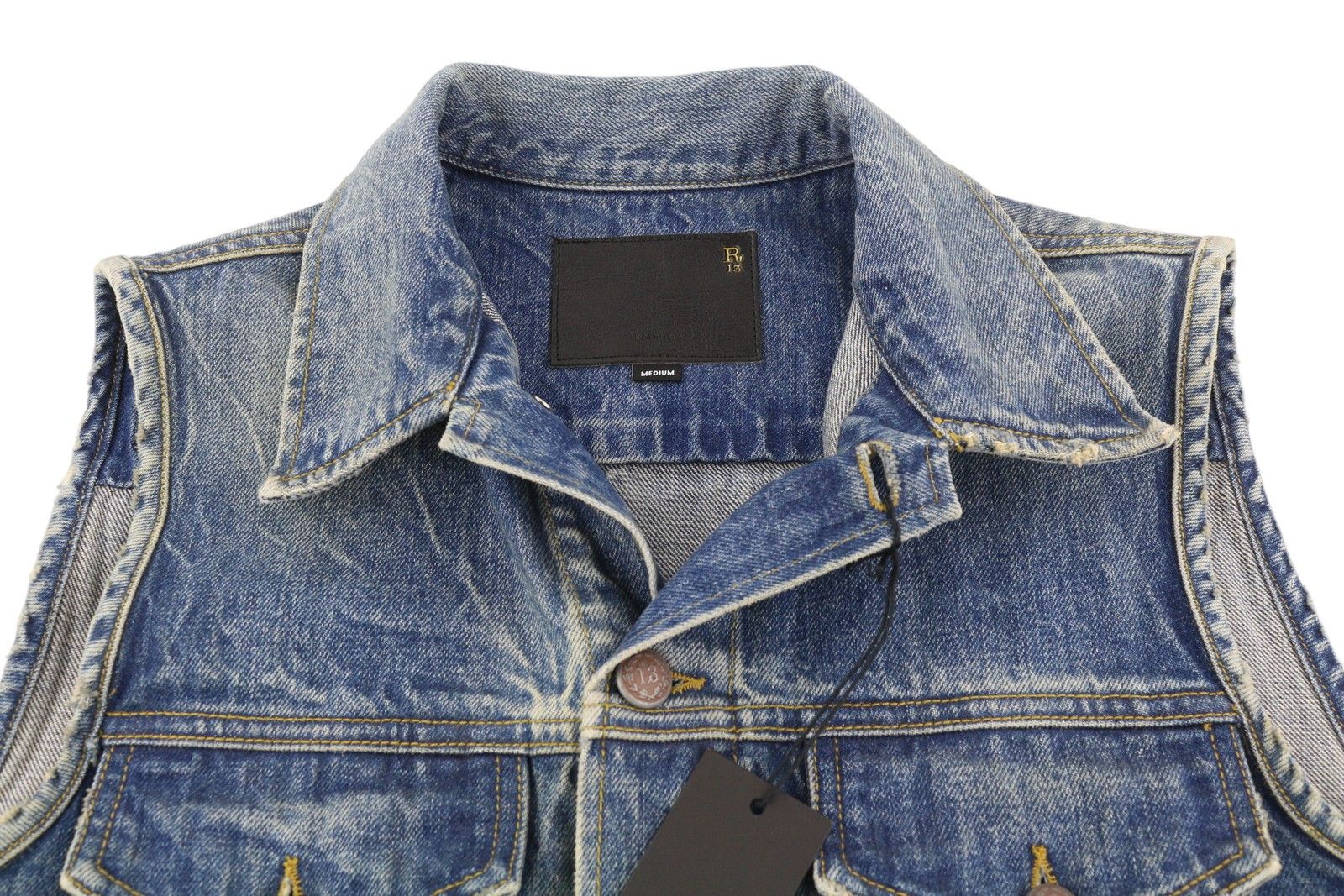 R13 NICO TRUCKER COAT M Blue Denim Faded Kelly Tex Dress 86150 Size M / US 6-8 / IT 42-44 - 4 Thumbnail