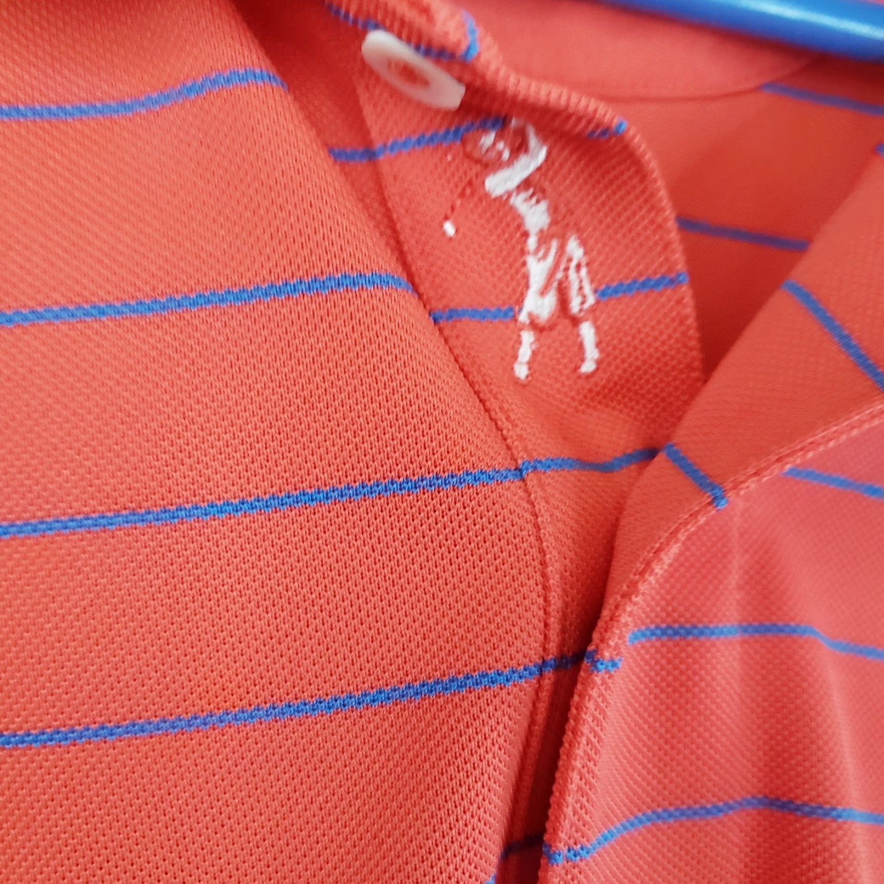 Vintage Bobby Jones Performance Polo GolfShirt Men's XL Orange Blue Stripe Short Sleeve Collared Button Stay Classic Polo Shirt Spring Island Logo Size US XL / EU 56 / 4 - 6 Thumbnail