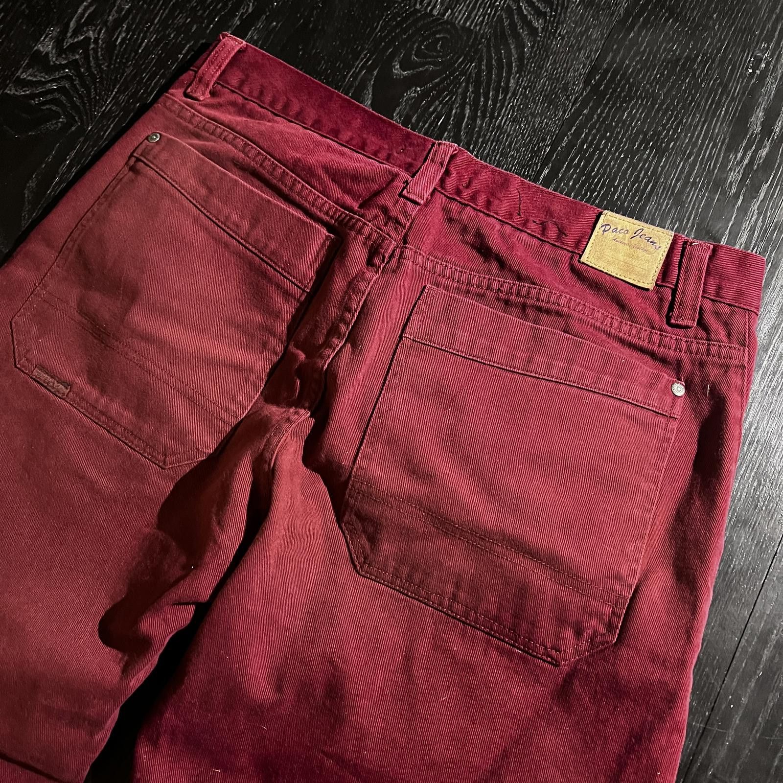 Pacsun Vintage Paco Jeans Dark Red Maroon - missing button Size US 34 / EU 50 - 4 Thumbnail