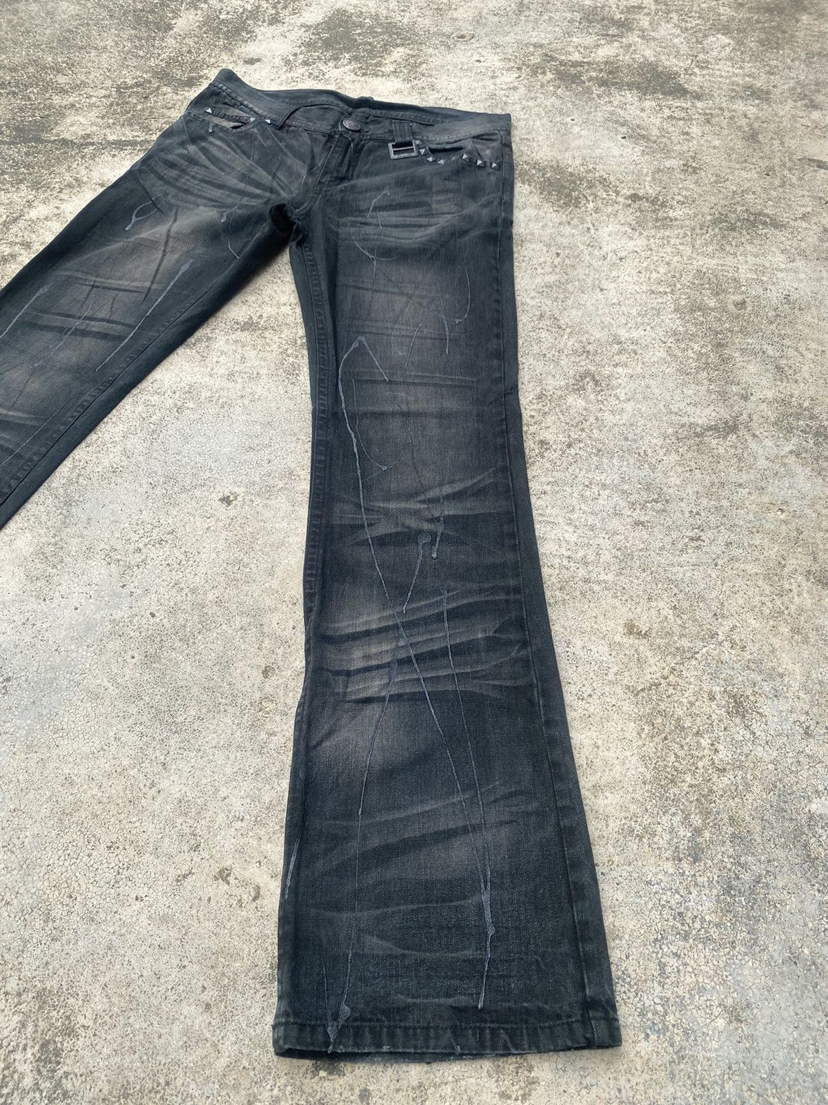 If Six Was Nine × Japanese Brand × Tornado Mart Flare Jeans Xfrm Clawmark Wax Studded Bootcut Size US 34 / EU 50 - 2 Thumbnail