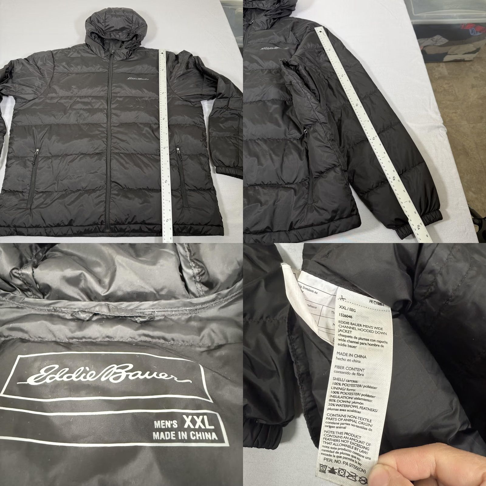 Eddie Bauer Eddie Bauer Jacket Mens 2XL Black EB650 Channel Down Puffer Zip Up Hooded Hike Size US XXL / EU 58 / 5 - 8 Thumbnail
