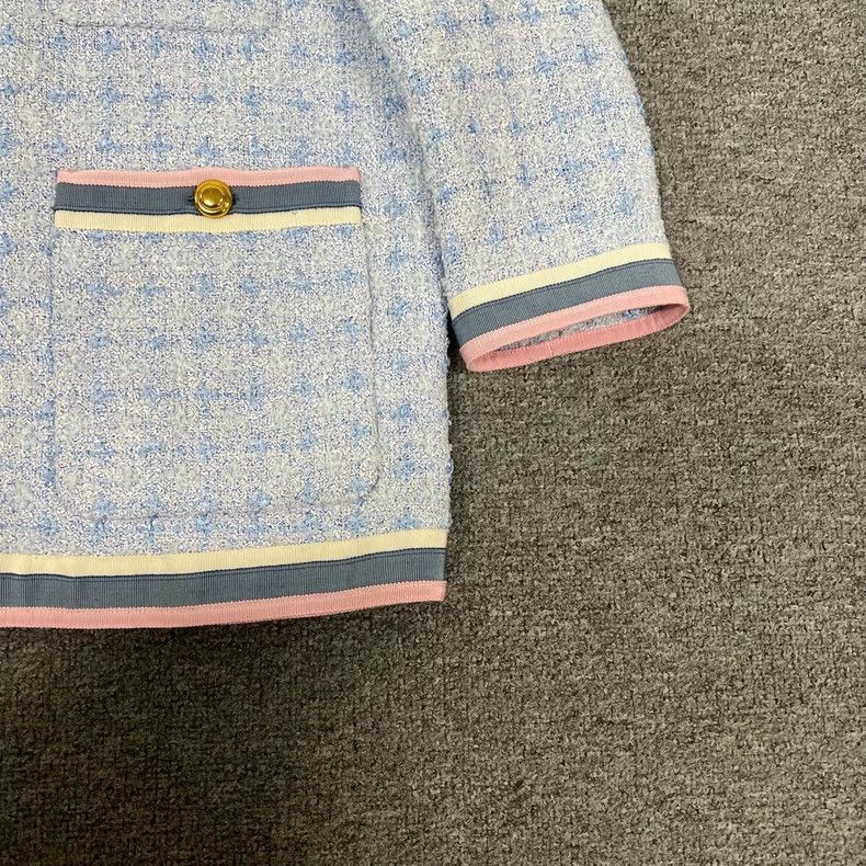 Gucci Gucci Blue and pink tweed gold buckle small fragrance jacke Size US XS / EU 42 / 0 - 5 Thumbnail