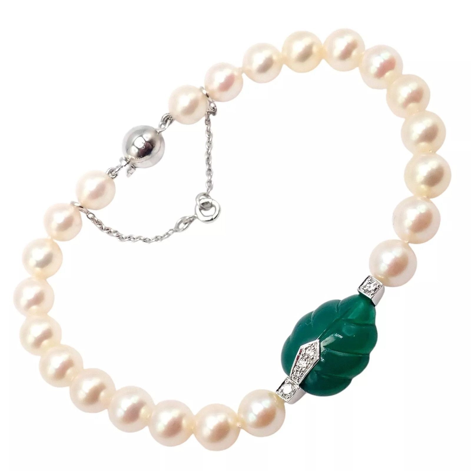 Cartier Cartier 18k 7mm Pearl Diamond Chalcedony Patiala Bracelet Size ONE SIZE - 1 Thumbnail